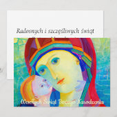 Wesołych świąt Religieuze Kerstkaart in het Pools Aankondiging (Voorkant / Achterkant)