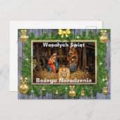 Wesołych świąt Religieuze Kerstkaart in het Pools Briefkaart (Voorkant / Achterkant)