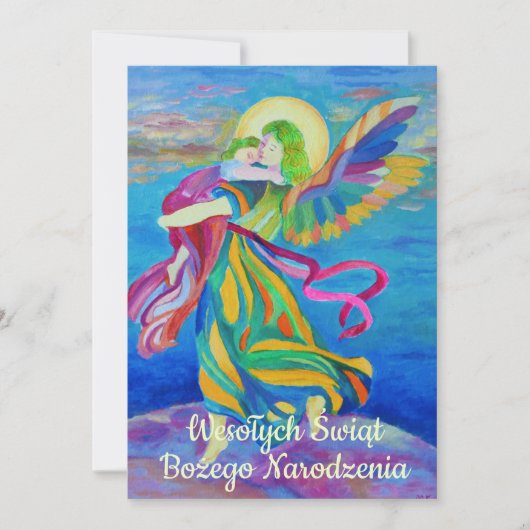 Wesołych świąt Religieuze Kerstmis Poolse Engel Aankondiging (Voorkant)