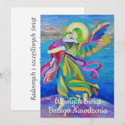 Wesołych świąt Religieuze Kerstmis Poolse Engel Aankondiging (Voorkant / Achterkant)