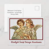 Wesołych Świąt Retro Merry-kerstkaart Pools Briefkaart (Voorkant / Achterkant)
