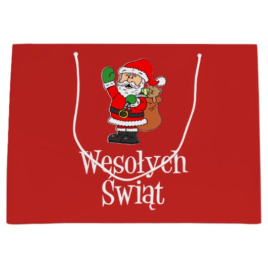 Wesolych Swiat Santa Poland kerst Groot Cadeauzakje (Voorkant)