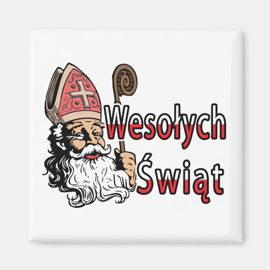 Wesolych Swiat St. Nicholas Magneet (Voorkant)