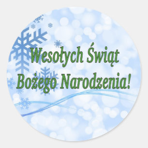 Wesołych Świąt ...! Vrolijk kerstfeest in Pools Ronde Sticker