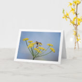 Wesp bestuiven wild venkel portret kaart (Gele Bloem)