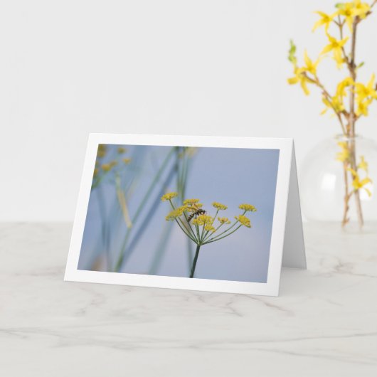 Wesp bestuiven wilde venkel kaart (Gele Bloem)