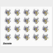 Wesp of horzel mascotte ronde sticker (Vel)