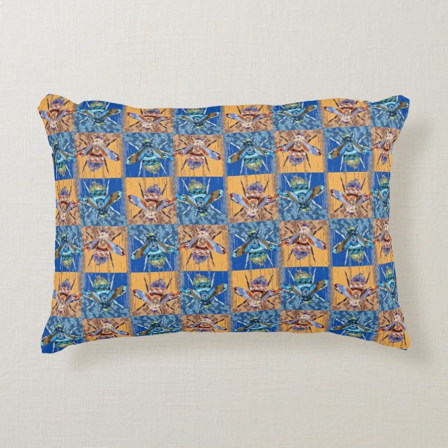 Wesp Patchwork Stijl Textielpatroon Accent Kussen (Voorkant)