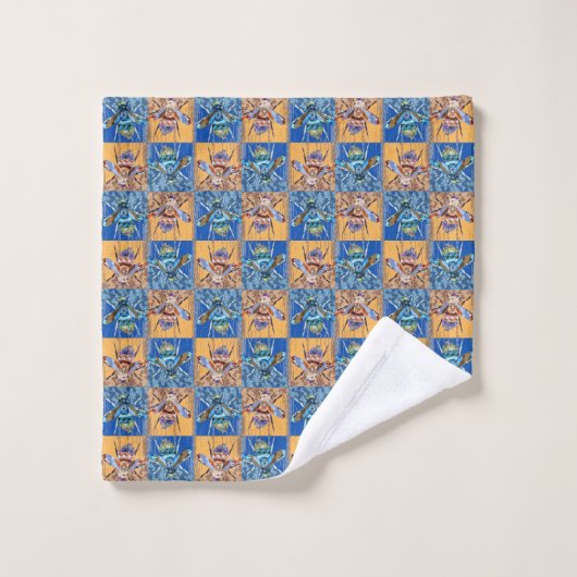 Wesp Patchwork Stijl Textielpatroon Washandje (Wasdoekje)
