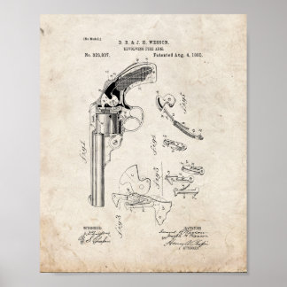 Wesson Revolving Fire Arm Patent - Oude look Poster