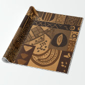 West African design elements in neutral colors Cadeaupapier (Uitgerold)