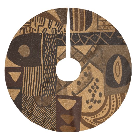 West African design elements in neutral colors Kerstboom Rok (Voorkant)