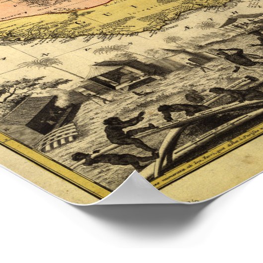 West-Afrika Antiek kaart 1743 Poster (Hoek)