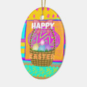 West-Afrikaanse geïnspireerde paasmand en eieren k Keramisch Ornament (Links)