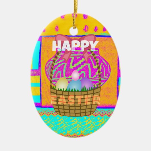West-Afrikaanse geïnspireerde paasmand en eieren k Keramisch Ornament (Voorkant)