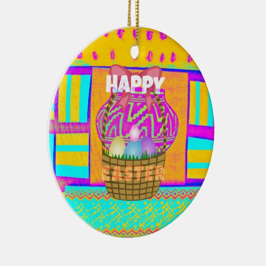 West-Afrikaanse geïnspireerde paasmand en eieren k Keramisch Ornament (Rechts)