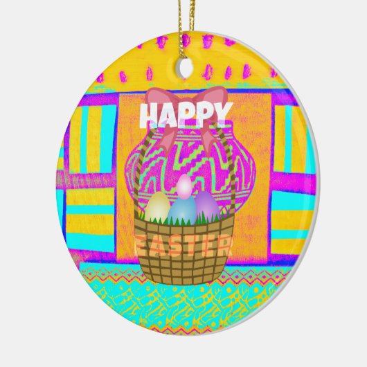 West-Afrikaanse geïnspireerde paasmand en eieren k Keramisch Ornament (Links)