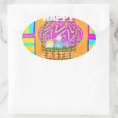 West-Afrikaanse geïnspireerde paasmand en eieren k Ovale Sticker (Tas)