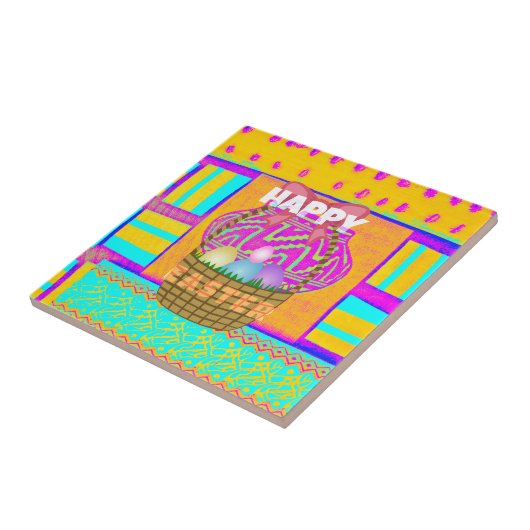 West-Afrikaanse geïnspireerde paasmand en eieren k Tegeltje (Zijkant)