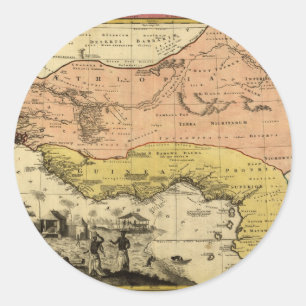 West-Afrikaanse kaart 1743 Ronde Sticker