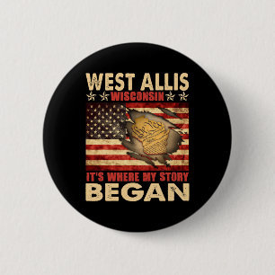 West Allis Wisconsin Vlag van de Verenigde Staten Ronde Button 5,7 Cm