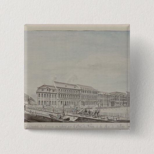 West-aspect van Wilhelmsplatz, c.1773 Vierkante Button 5,1 Cm (Voorkant)