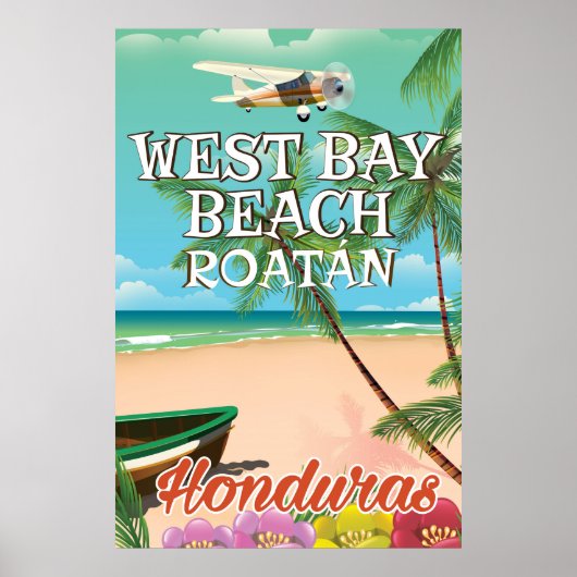 West Bay Beach, Roatán Honduras reisposter Poster (Voorkant)