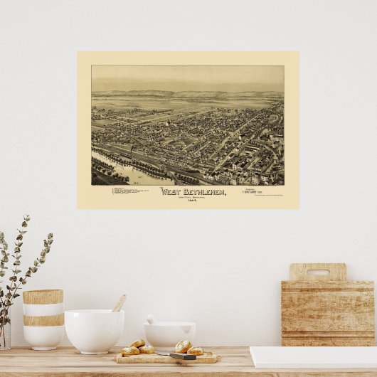 West Bethlehem, PA Panoramic Map - 1894 Poster (Keuken)