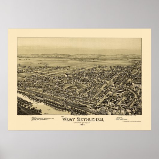 West Bethlehem, PA Panoramic Map - 1894 Poster (Voorkant)