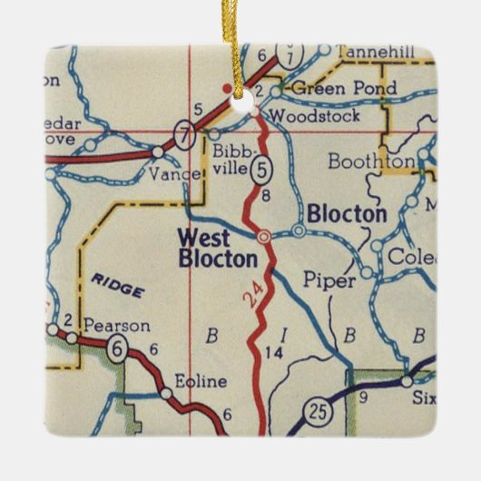 West Blocton AL Map Keramisch Ornament (Voorkant)