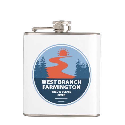 West Branch Farmington Wild and Schilderachtig Riv Heupfles (Voorkant)