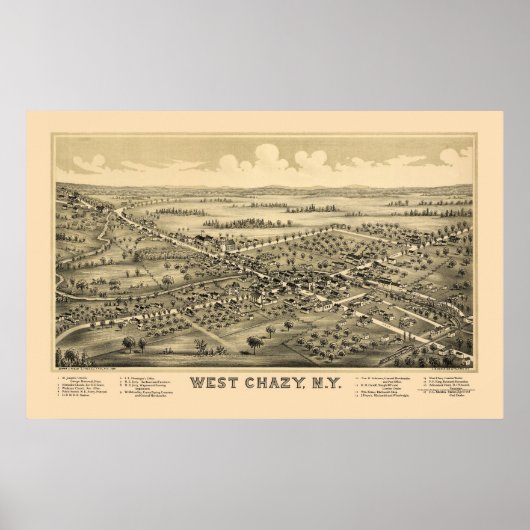 West Chazy, NY Panoramic Map - 1899 Poster (Voorkant)