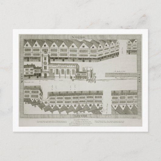 West Cheap in 1585, engrav Briefkaart (Voorkant)