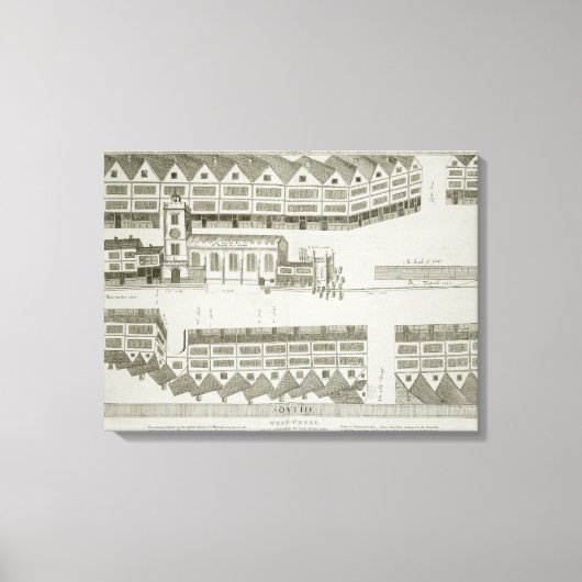 West Cheap in 1585, engrav Canvas Afdruk (Voorkant)