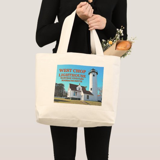 West Chop Lighthouse, Marthas Vineyard MA Canvas t Grote Tote Bag (Voorkant (product))