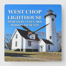 West Chop Lighthouse, Marthas Vineyard MA Clock Vierkante Klok