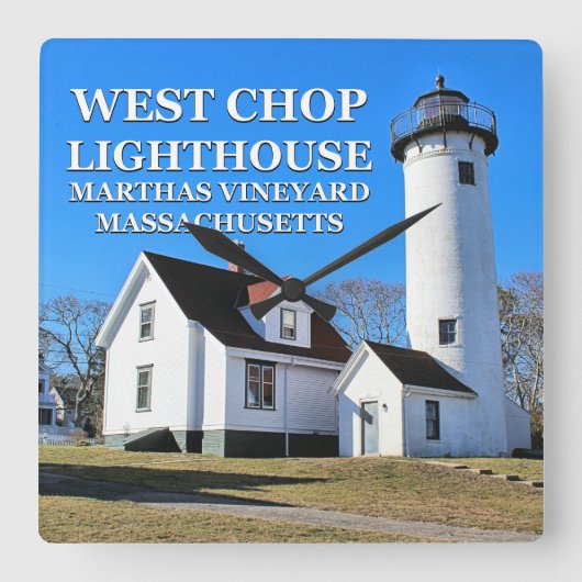 West Chop Lighthouse, Marthas Vineyard MA Clock Vierkante Klok (Voorkant)
