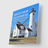 West Chop Lighthouse, Marthas Vineyard MA Clock Vierkante Klok (Hoek)