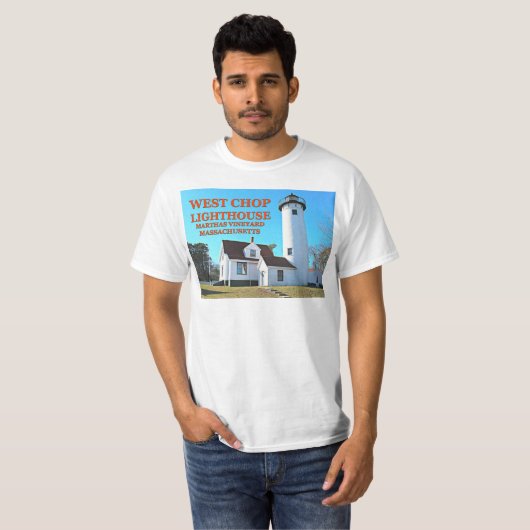 West Chop Lighthouse, Marthas Vineyard T-Shirt (Voorkant volledig)