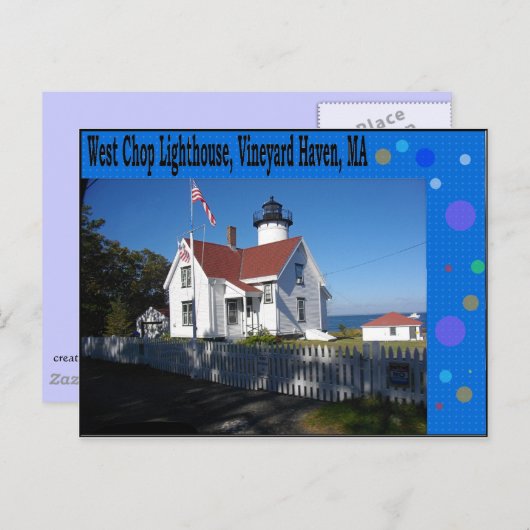 West Chop Lighthouse, Vineyard Haven, MA Briefkaart (Voorkant / Achterkant)
