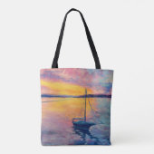 West Cliff Dog Beach & Sailin Sunset Tote Bag (Achterkant)
