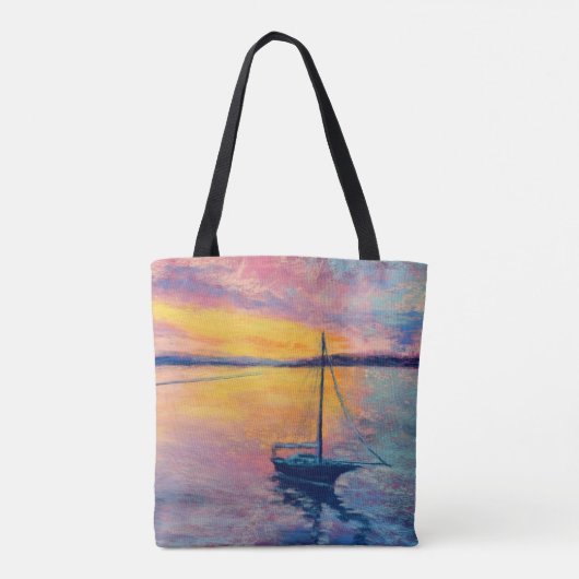 West Cliff Dog Beach & Sailin Sunset Tote Bag (Achterkant)