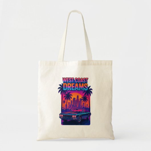 West Coast Dromen – 1980s Synthwave Retro Tote Bag (Voorkant)