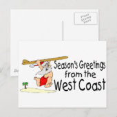 West Coast Groeten Surfen Santa Feestdagenkaart (Voorkant / Achterkant)