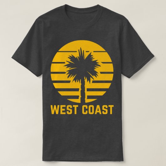 West Coast Palm Gouden Geel Californië T-shirt (Design voorkant)