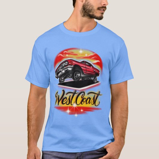West Coast red car low life funny funny retro T-shirt (Voorkant)