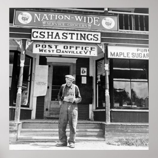 West Danville, VT, Post Kantoor, jaren 1940 Poster (Voorkant)