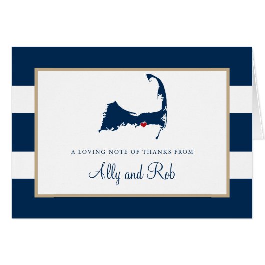 West Dennis Cape Cod Map met hart Dank je (Voorkant Horizontaal)