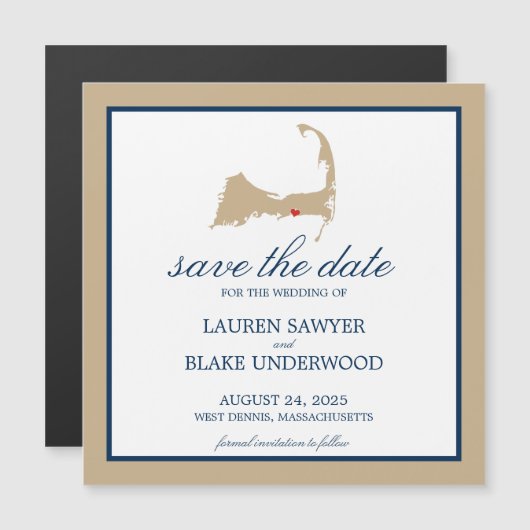 West Dennis Cape Cod Wedding Save the Date Magnetische Uitnodiging (Voorkant / Achterkant)