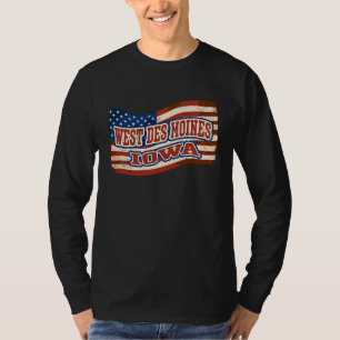 West Des Moines City Iowa Vintage Amerikaanse Vlag T-shirt